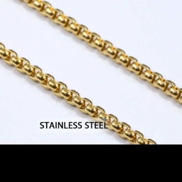 NEW Gold Block Cross Pendant Necklace Unisex 18” Religious Gold Chain Necklace - Picture 4 of 9